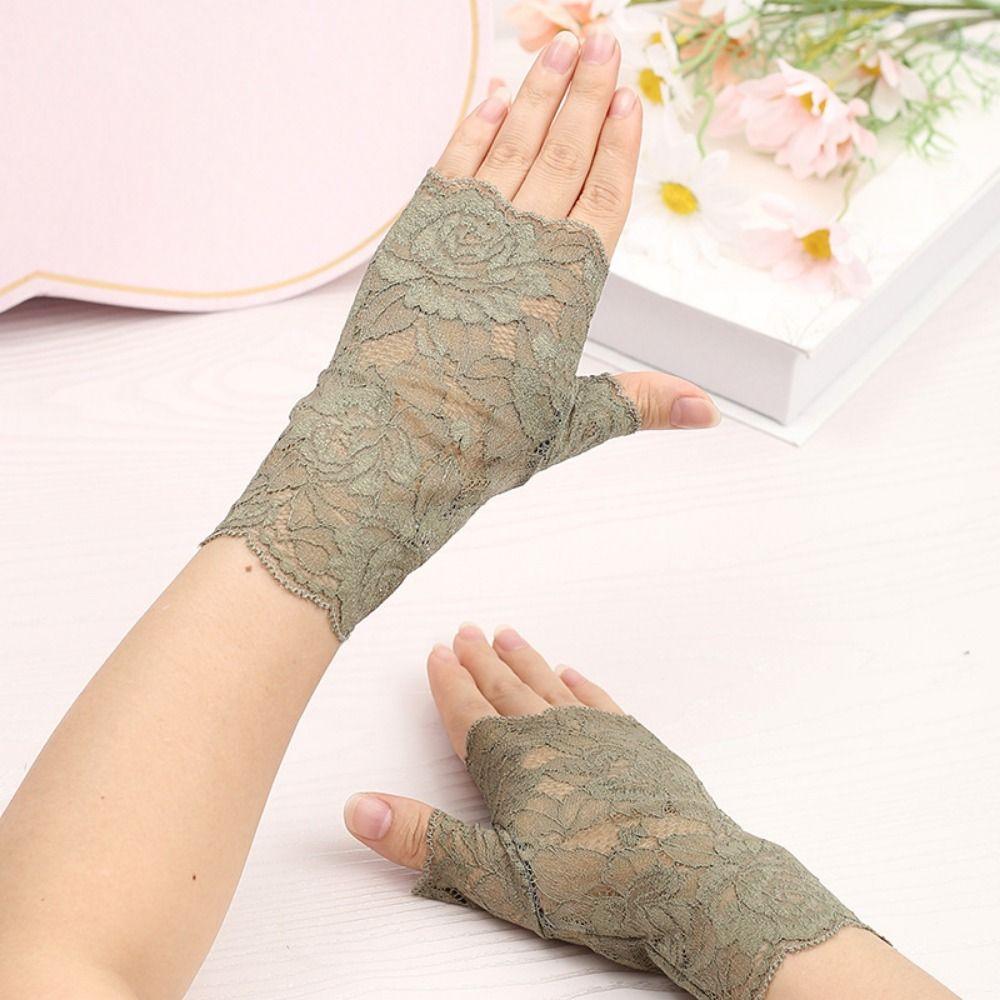 Breathable Mesh Fingerless Gloves Thin Fabric Bridal Short Gloves Elegant Arm Sleeve Summer Wear