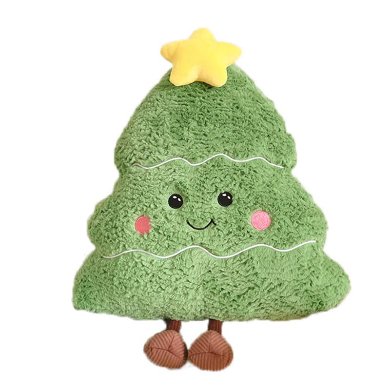 Smiling Christmas Soft Tree Plush Cushion With Pp Cotton For Cozy Home Decor