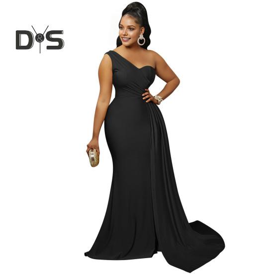 Женское вечернее платье на одно плечо без рукавов с разрезом по низу, однотонное плиссированное однотонное платье для выпускного вечера, коктейльное платье макси, бальное платье