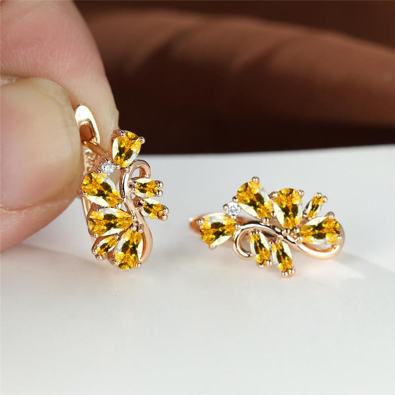 Винтажные серьги для невесты золотого цвета с радужными кристаллами и мелкими камнями, элегантные серьги-цветы с разноцветным цирконом для женщин, подарок