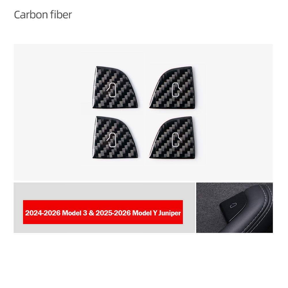 Button Stickers for Tesla Model 3 Highland Model Y Juniper 2026 2025 Carbon Fiber Door Lock Switch Trim Interior Accessories