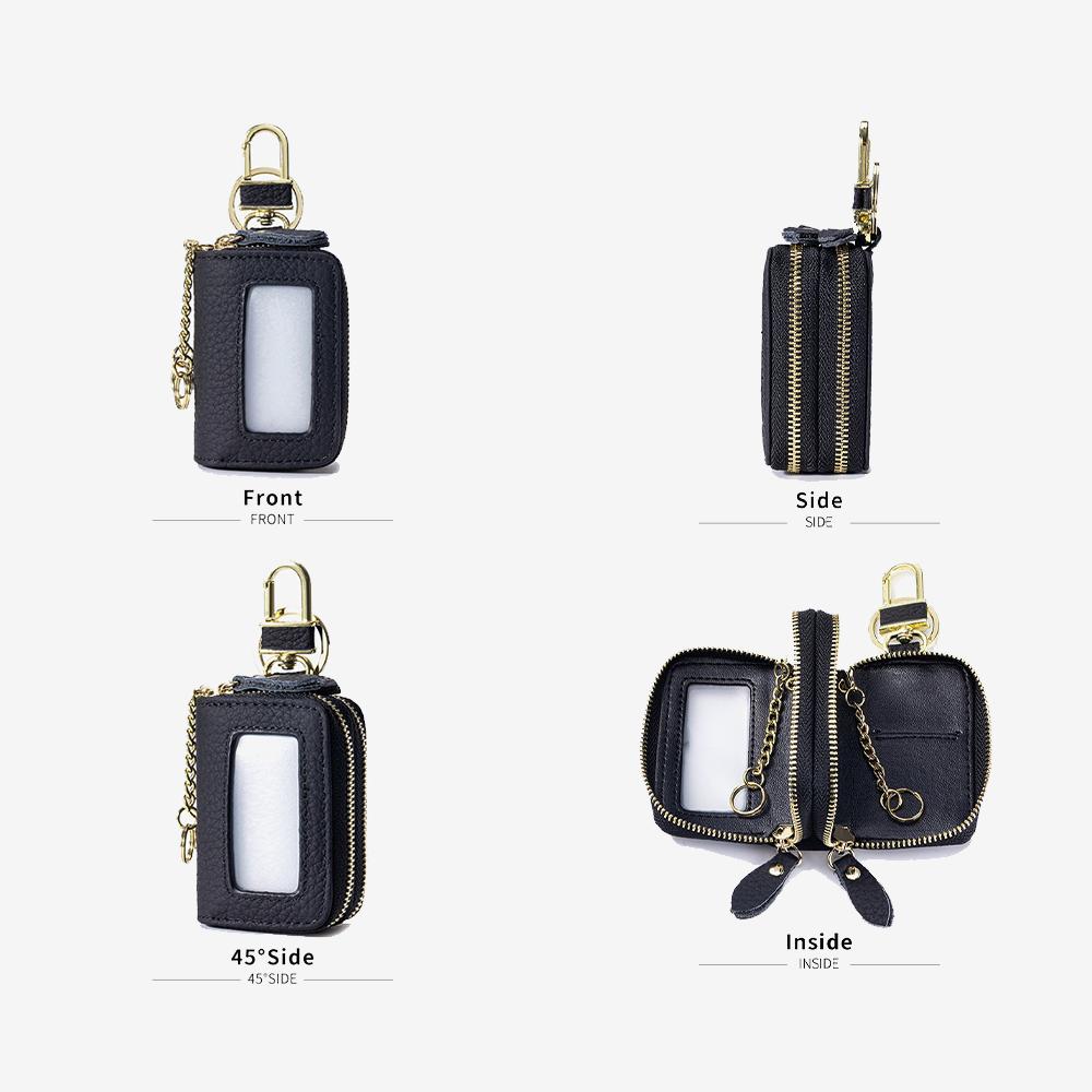 Высококачественная сумка для ключей из натуральной кожи с двойной молнией, большой вместимости, новая поясная сумка для хранения, унисекс, портативная сумка для ключей