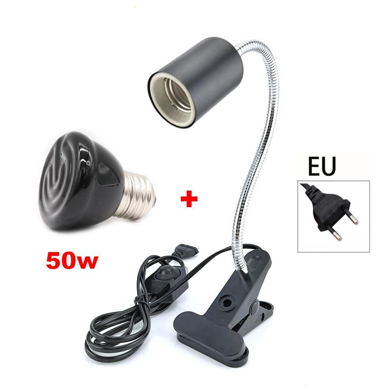 Светильник для обогрева черепах E27 EU Plug 220V Mini Pet Reptile Heat Lamp Kit Пристегивающийся керамический держатель для ламп, нагревательный набор