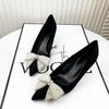 A Black Temperament High Heels Women's New Pointed Thin Heel Rhinestone Versatile Butterfly