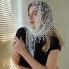 Простой Цветочный Вырез Кружевной Платок Дышащий Однотонный Женский Треугольный Шарф Вышитый в Этническом Стиле Кружевной Платок на Голову