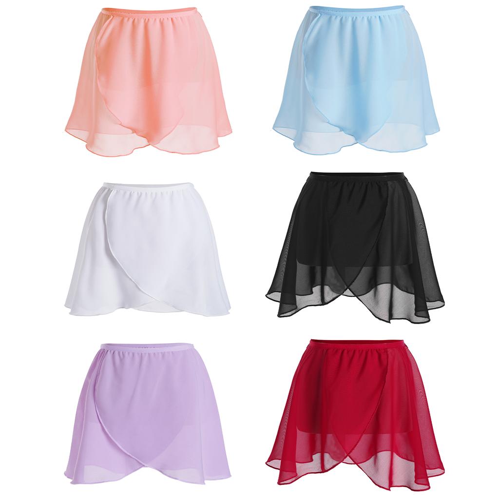 Girls Ballet Skirts Dance Chiffon Wrap Skirt Kids Dance Gymnastic Costume