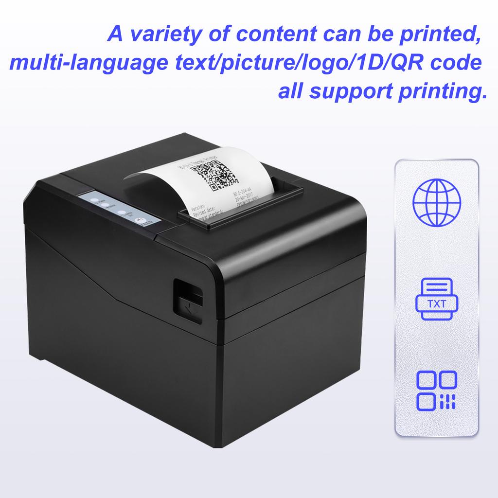 Thermal Receipt Printer 80mm Desktop Direct Thermal Printing USB Connection 300mm/s High Speed with Auto Cutter Support ESC/POS
