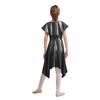 Girls Praise Dance Metallic Tunic Asymmetrical Hem Belted Choir Dress Performance Gown