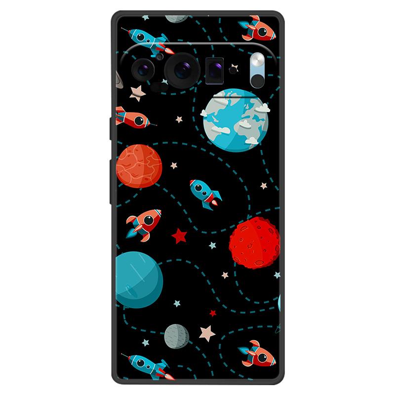 For Google Pixel 9 Pro XL Case Cool Painted Silicone TPU Soft Cover For Googe Pixel 9 9 Pro 8A Cases Black Protective Shells