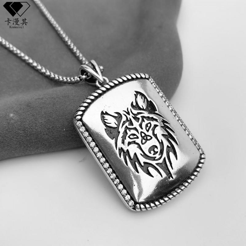 Bold Wolf Head Pendant Necklace Copper Vintage Oxidized Design Statement Jewelry Women Men