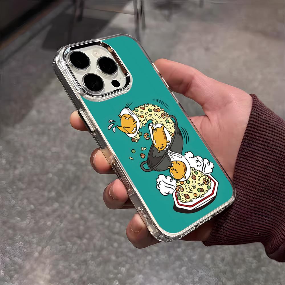 G-Гудетама Яйцо Милый Чехол Для Телефона Для IPhone 17 Air 16 E 15 14 13 12 11 Plus Pro Max Гальванизированный Прозрачный Мягкий Чехол