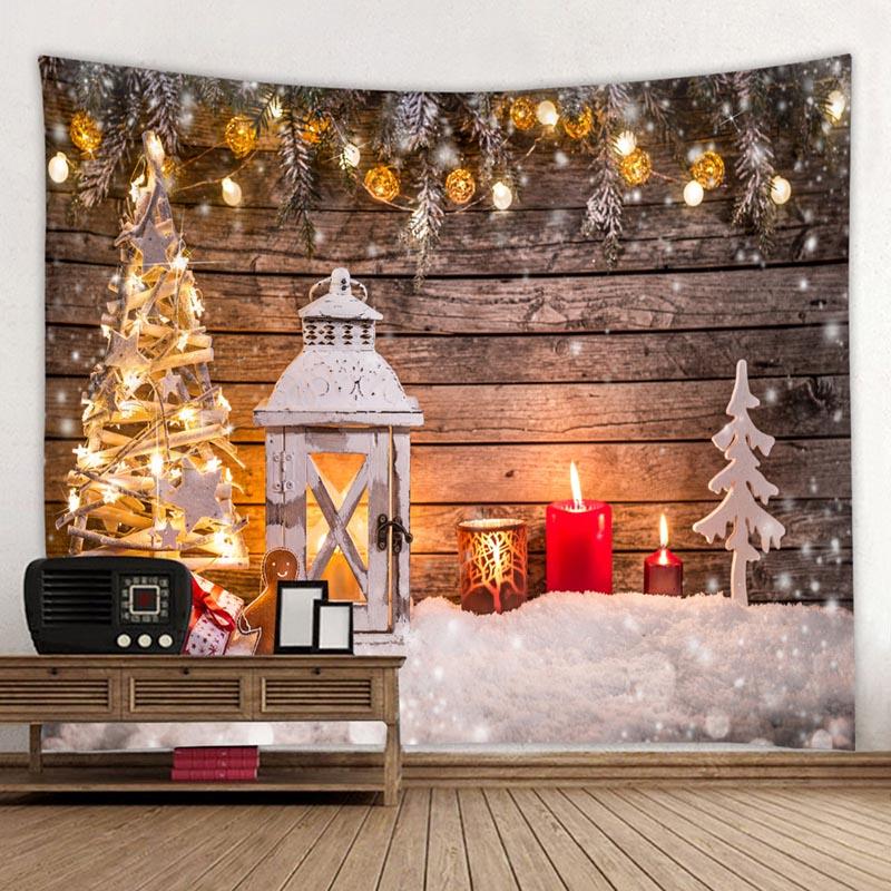 Fireplace Christmas Tree Print Tapestry Christmas Room Wall Decoration Backdrop Fabric Home Decor Tapestry Tapeçaria De Natal