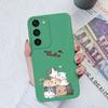 Case For Samsung Galaxy S22 S23+ S20 S21 Plus Ultra S 20 21 Cute Cat Owl Pattern Protective Liquid Square Silicone Case Bumpers For Samsung S23 Fundas
