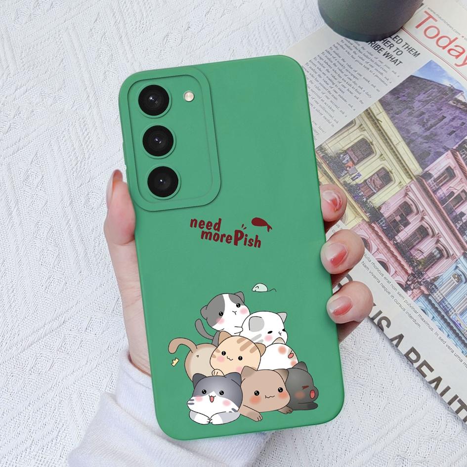 Case For Samsung Galaxy S22 S23+ S20 S21 Plus Ultra S 20 21 Cute Cat Owl Pattern Protective Liquid Square Silicone Case Bumpers For Samsung S23 Fundas