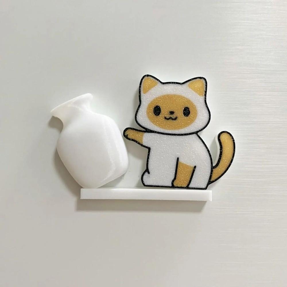 Acrylic Cat Hair Storage Memorial Box Cartoon Cat Pushing Vase Decor  for Home Decoration