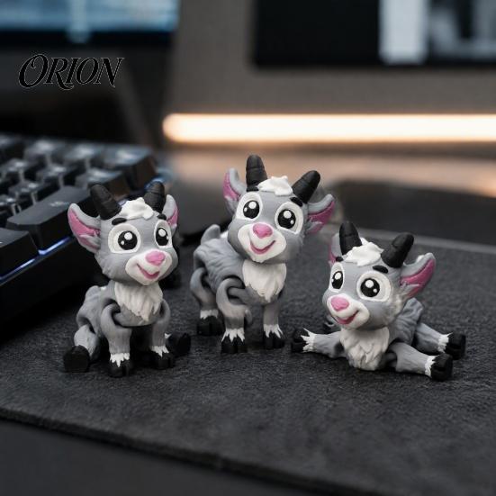 Сочлененная фигурка животного 1/2 шт., 3D-печатная коза-игрушка-антистресс, мультяшная фигурка, миниатюрная модель с подвижными суставами, для украшения рабочего стола, гибкая