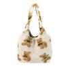 Women Ladies Cute Bear Plush Shoulder Bag Large Tote Handbag Purse Faux Fur Shopping Dating Bag