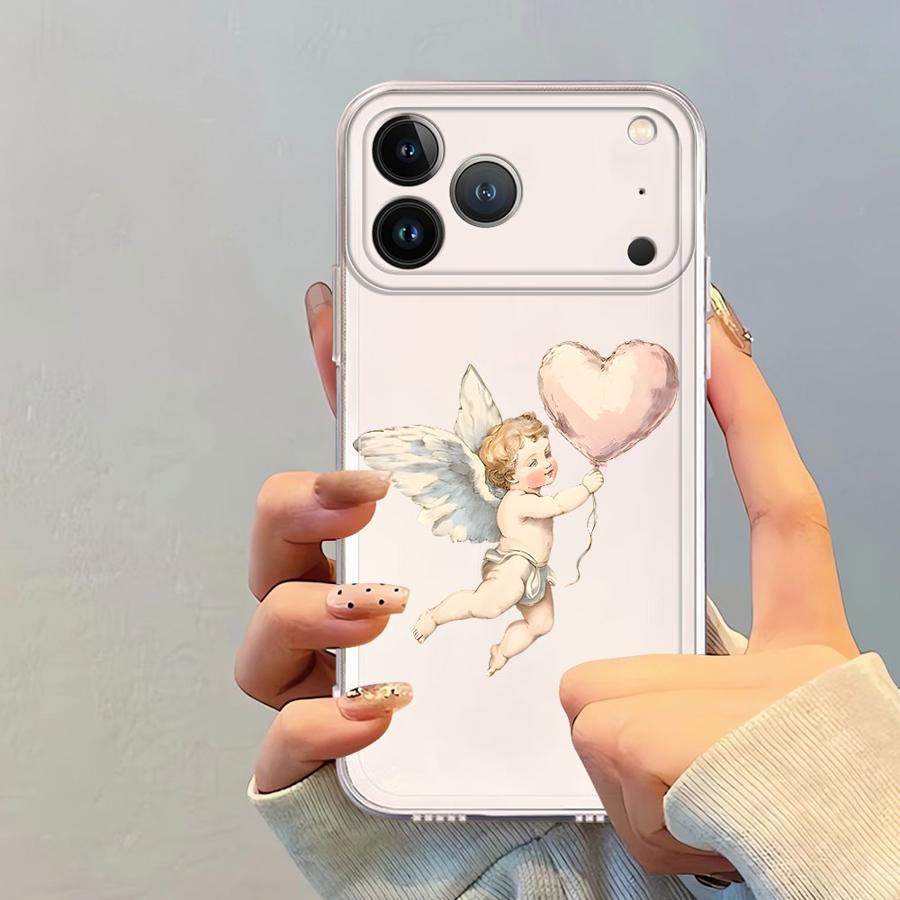 Мягкий чехол-бампер 'Ангел Малыш' для iPhone 17 Pro Max 13 Pro 15 16 XR 11 12 Mini XS Max Air 7 8 14 Plus