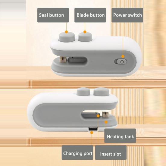 Мини-запайщик пакетов с резаком, магнитный USB-перезаряжаемый портативный вакуумный пакет для закусок, машина для термосварки, открывалка для запечатывания, кухонный гаджет