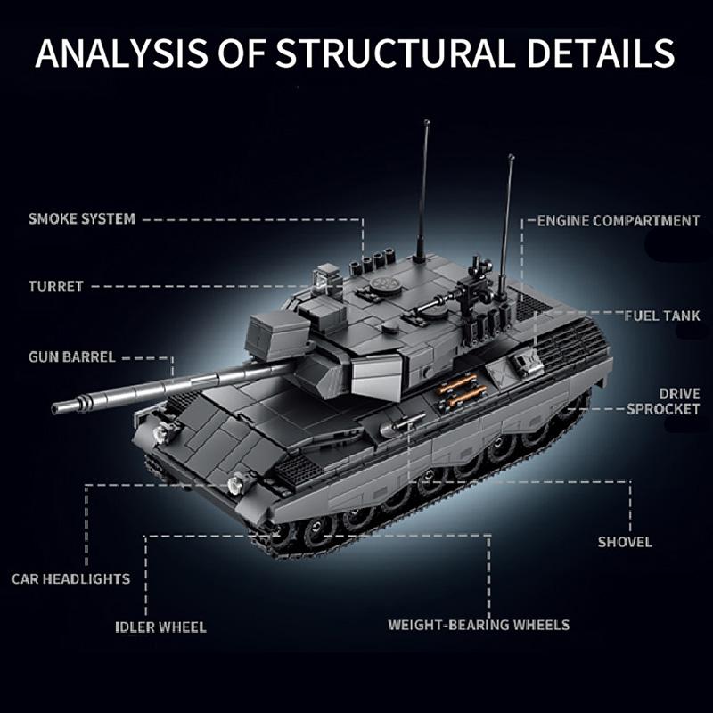 Военный 916 деталей Модель основного боевого танка Leopard 1 Строительные блоки Набор кубиков Сборка MOC Танк Leopard I Игрушки Подарки для взрослых
