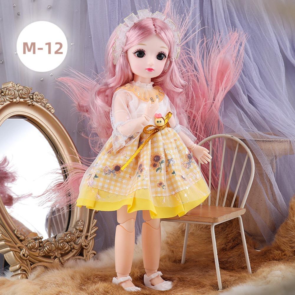 30cm BJD Doll 23 Moveable Joints Attractive Eyes Dress Up Anime Long Hair Toy