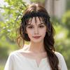 Женская повязка на голову со стразами в форме цветка, цепочка с кисточками, ободок для волос с бусинами, украшение для свадебных волос, аксессуар для волос