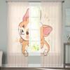 Cute Corgi Cartoon Sheer Curtains Bedroom Voile Curtain Living Room Window Sheer Curtains Kitchen Tulle Drapes