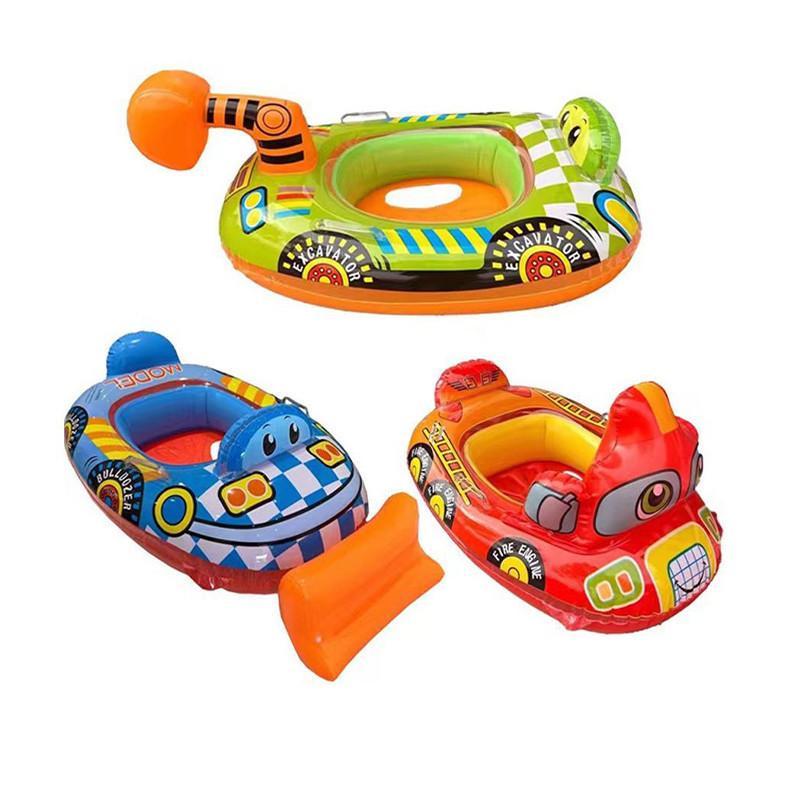 Утолщенный Мультяшный Пожарный Грузовик Экскаватор Бульдозер ПВХ Детское Сиденье Круг для плавания для Мальчиков Малышей