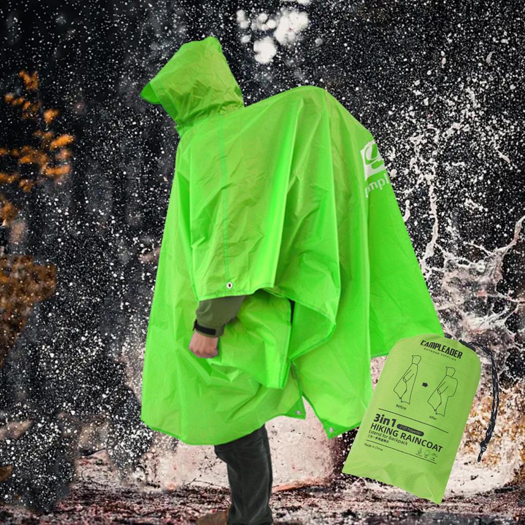 Hooded Rain Poncho Jacket 3 In 1 Adults Raincoat Coat for Sporting Event Fishing Travel