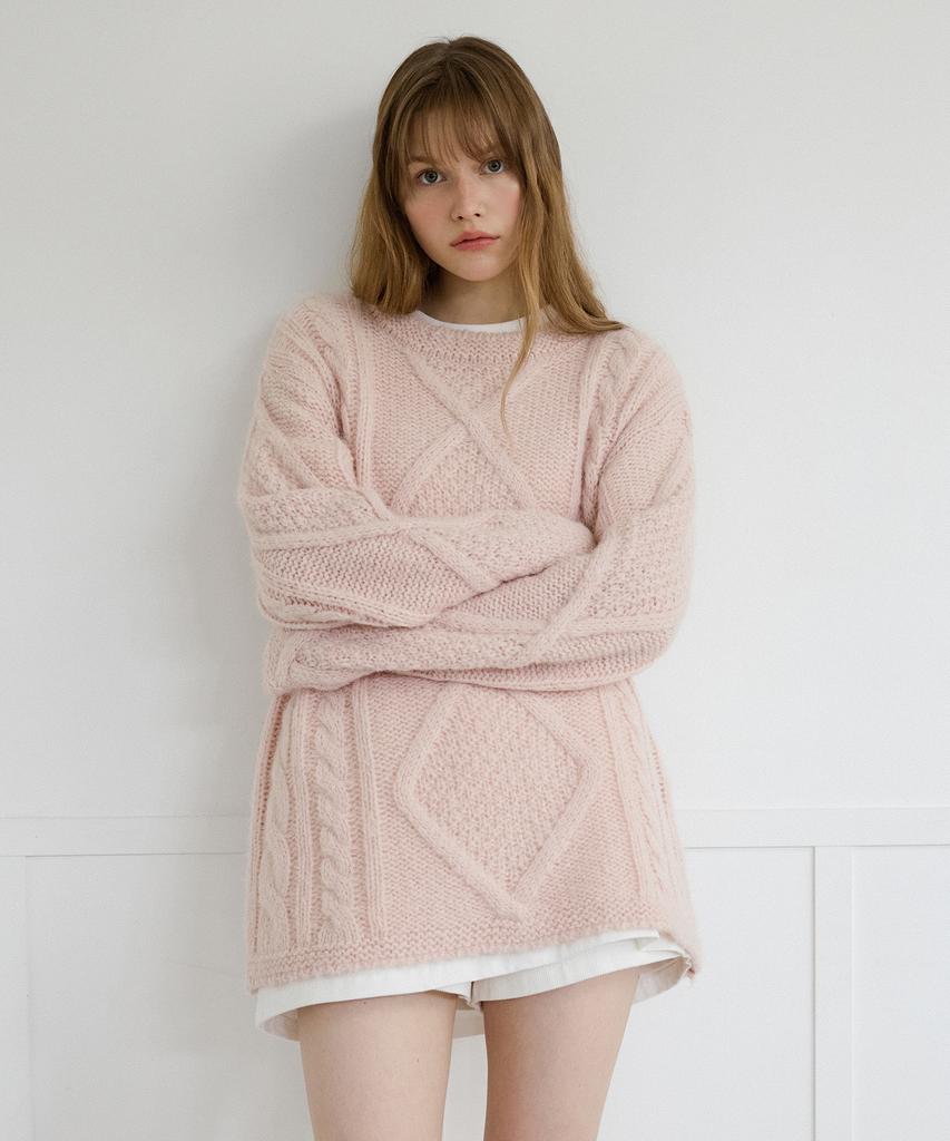 LETTERA Alpaca Wool Cable Knit_3Color