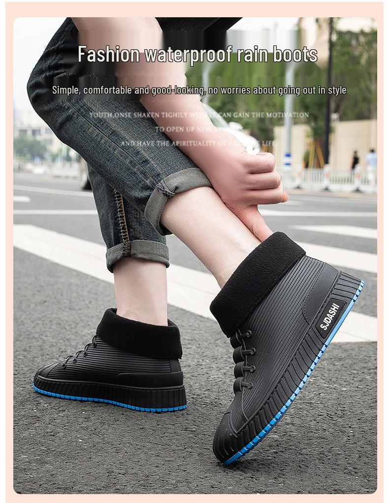 Мужские Нескользящие Водонепроницаемые Короткие Резиновые Сапоги для Кухни, Мойки Машин, Рыбалки и Многого Другого