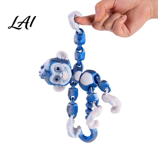 Desktop Ornament for Office 3D Printed Articulated Monkey Fidget Toy Movable Joints Animal Toy Colorful Metallic Textured Toys Kids Adults Creative