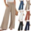 Women's Cotton Linen Pants Summer Wide Leg Casual Loose Drawstring High Waist Palazzo Pants Trousers With Pockets