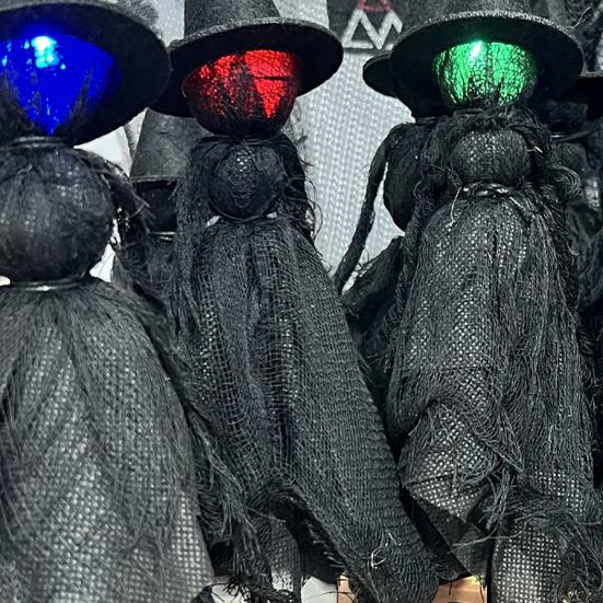 Halloween Witch Decoration Light Up Witch Figurine Spooky Witch Ornament with Glowing Face for Mantel Tabletop Shelf Decor