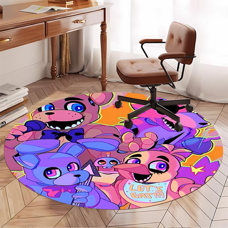 Five Nights at Freddy's Pattern Round Rug, Indoor/Outdoor Mat, for Picnic, Gameroom, Bedroom, Office, Living Room, Home Decor Carpet, Birthday Gift