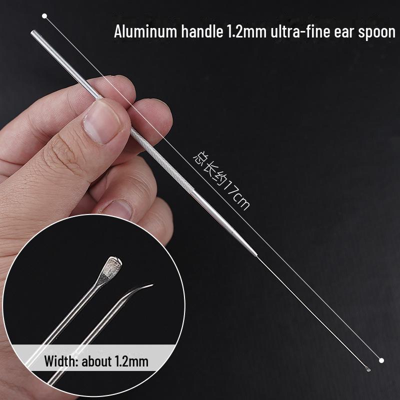 Набор инструментов для чистки ушей с алюминиевой ручкой: Большие и маленькие ложки-сверла, лопатка, ватная палочка, крючок для ушной серы, грибовидный сверло.