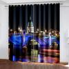 Cyberpunk City Sky Blackout Window Curtains For Kids Bedroom Living Room Bathroom Kicthen Door Home Hall2Pieces High Shading New