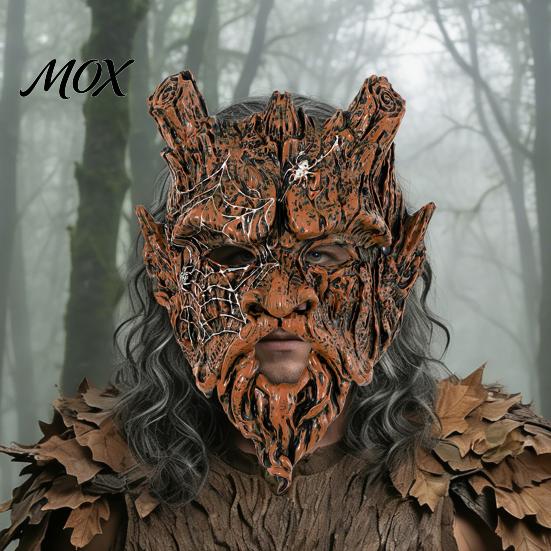 Unique Tree Spirit Costume Accessory Halloween Mask, Horror Demon Prop, with Breathable Hollow Design, Creepy Spider Web Mask Dark Style for