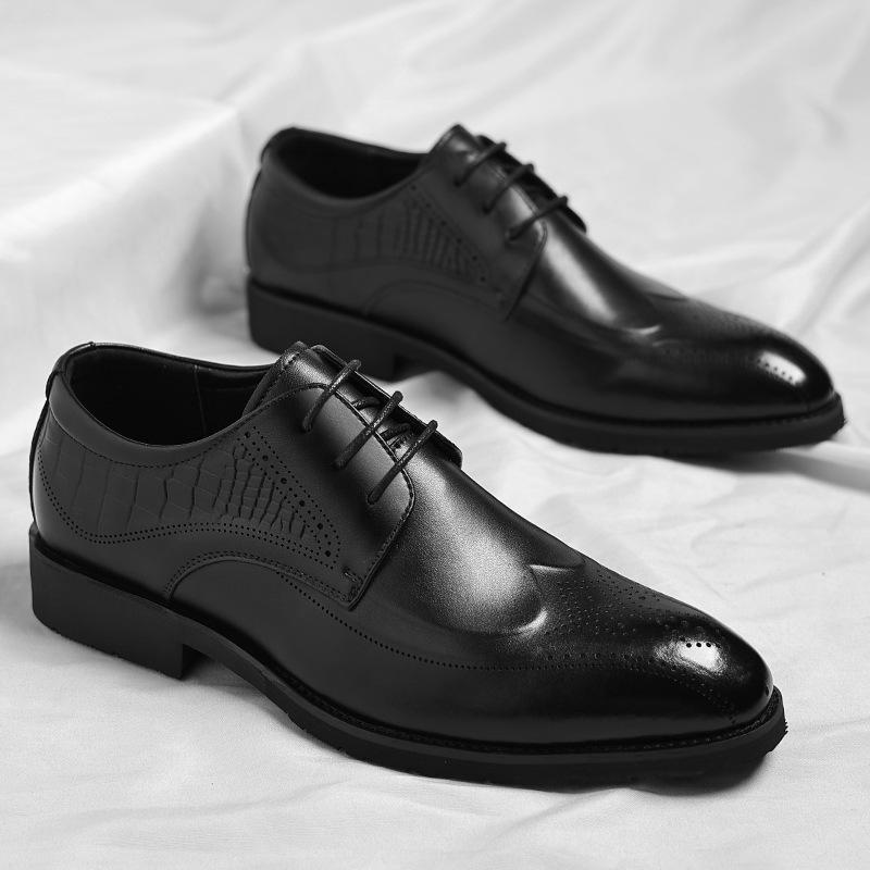 Кожаная обувь мужская 2025 весна новая тренд Брок мужская обувь британский стиль офисная обувь 2025