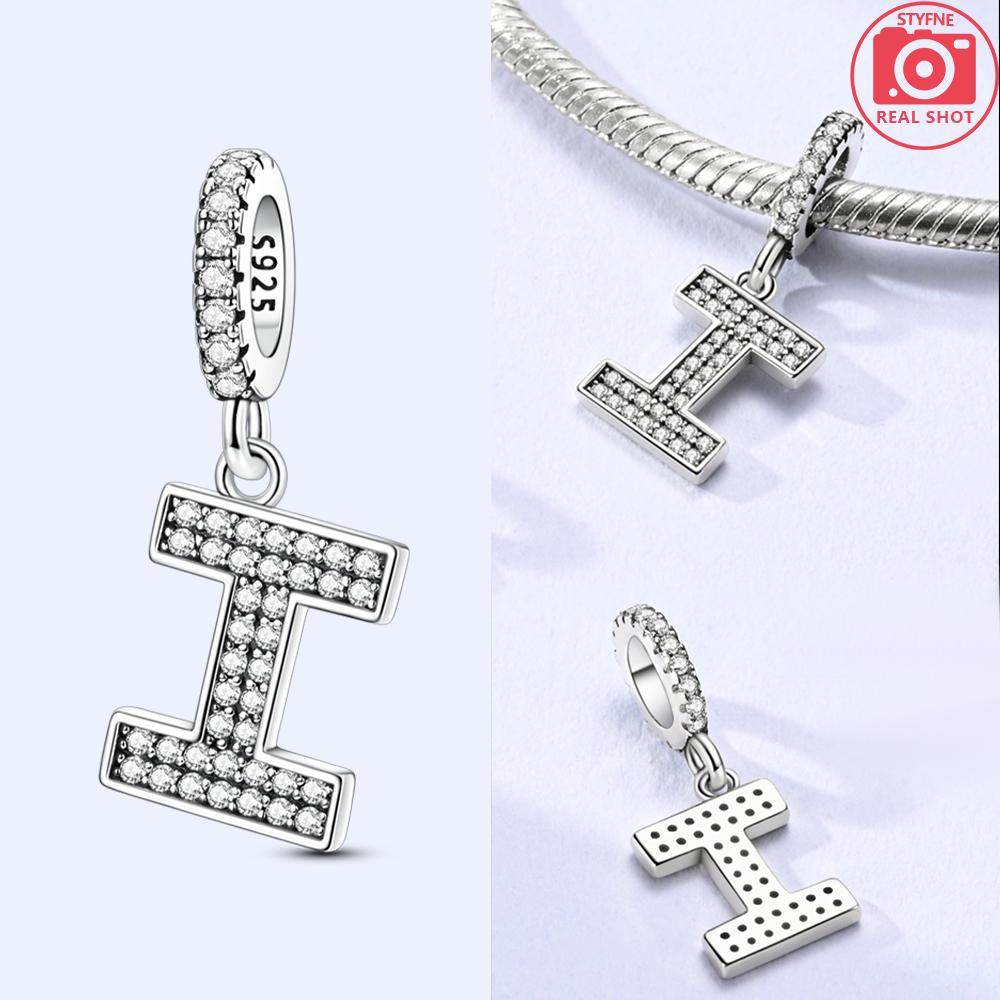 Classical 26 English Letters Original Charms White Zircon Beads Fit Copper Bracelet Accessories Women Diy Fine Gift Jewelry