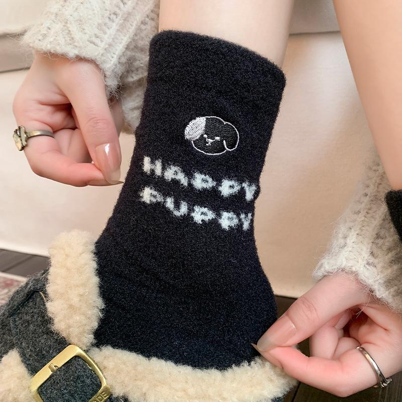 Cute Plush Socks Women'S Autumn And Winter Thickened Plush Warm Pile Stockings Home Sleep Coral Fleece Floor Socks