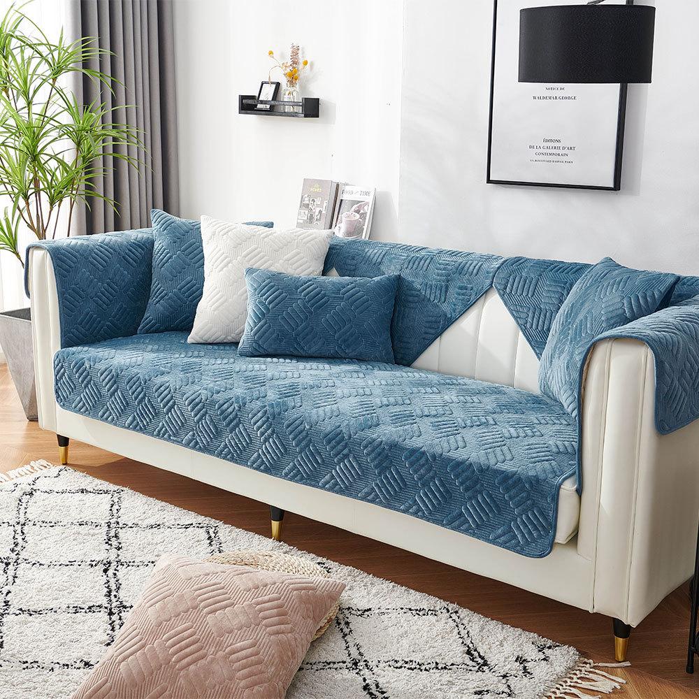 Скандинавская диванная подушка, простая современная бархатная нескользящая подушка с кристаллами, зимняя короткая плюшевая утолщенная подушка для дивана, чехол