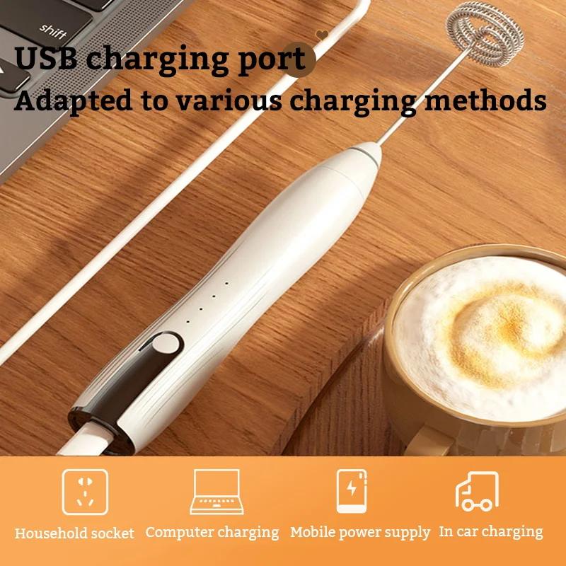 Электрический вспениватель молока с USB-подзарядкой, 3 скоростями и эргономичной ручкой для кофе и капучино