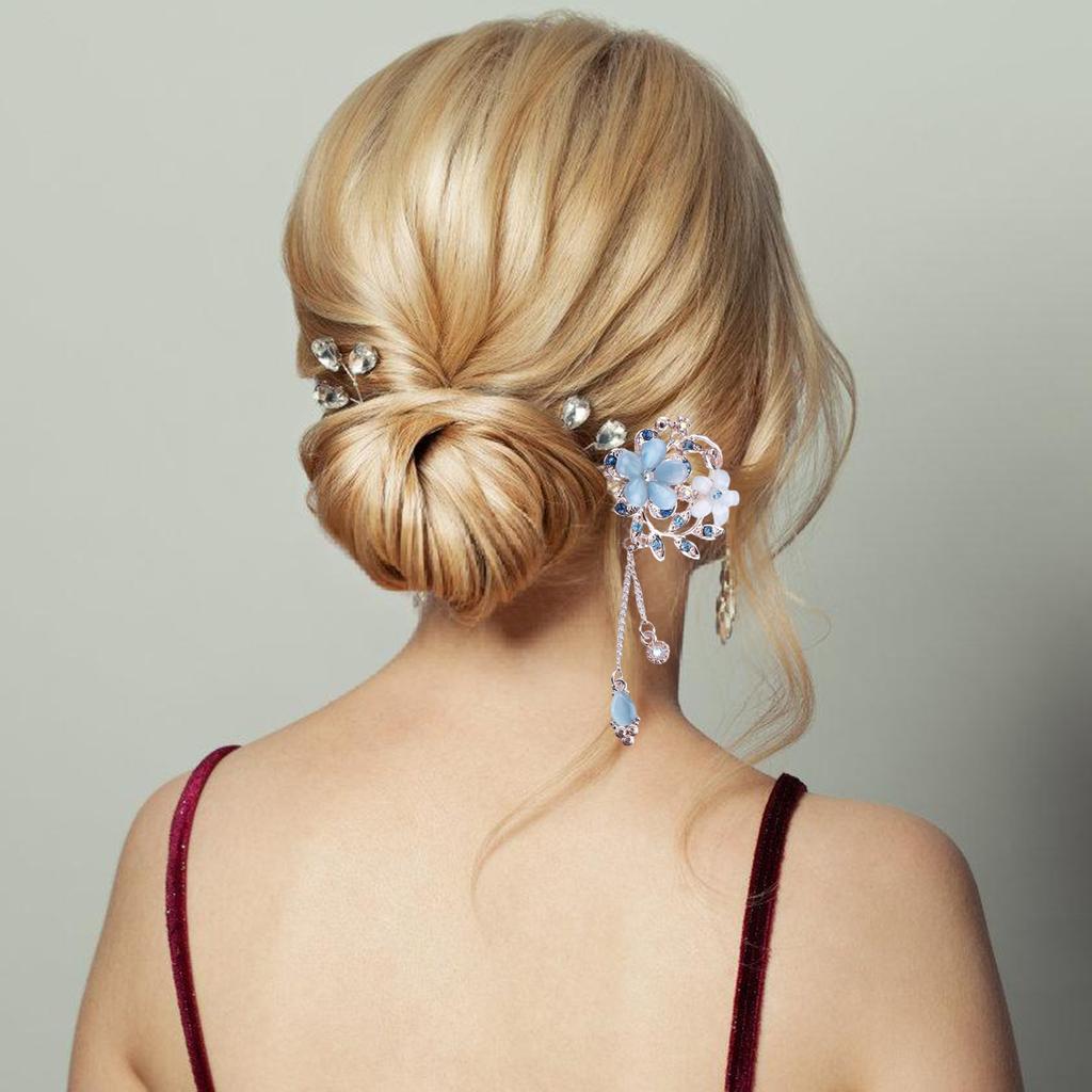 Elegant Crystal Filigree Hair Stick Buyao for Girls Ancient Chinese Hairpin Traditional Hanbiuk Decorative Cosplay