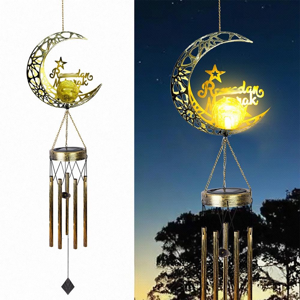 Solar moon wind chime lamp european iron cut outpendant atmosphere lamp outdoor waterproof garden decoration garden lamp