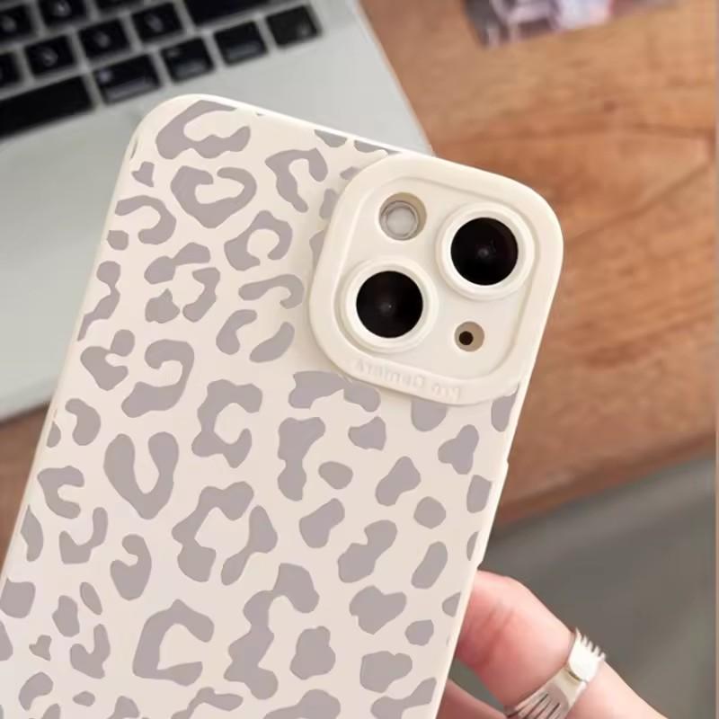 Минималистичный серый чехол для телефона с леопардовым принтом для iPhone 16 15 14 Pro Max 13 12 11 XS X XR 7 8 Plus 16, ударопрочный бампер