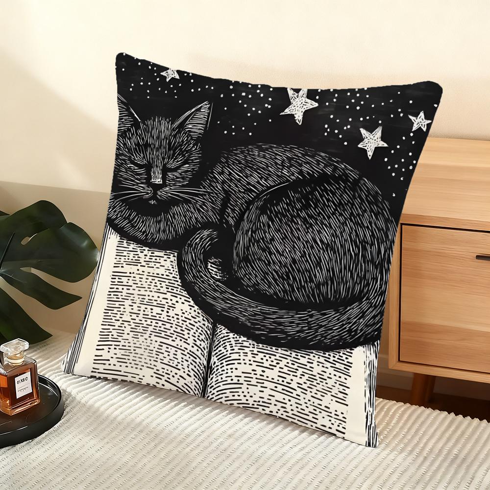 Couple Cats Cushion Cover Soft Short Plush Pillow Cover Smooth Cozy Texture Aesthetic Cushion Case Home Decor