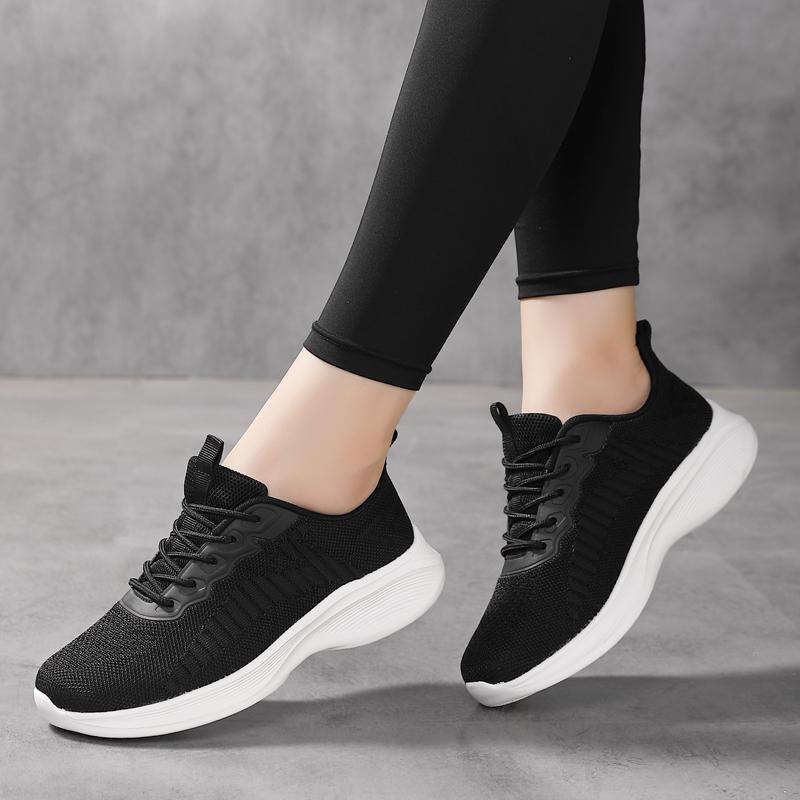 Fashion Mesh Breathable Soft-soled Sneakers Women's Shoes Non-slip Running Walking Shoes Women's 2024 Spring Casual Lace-up Flats