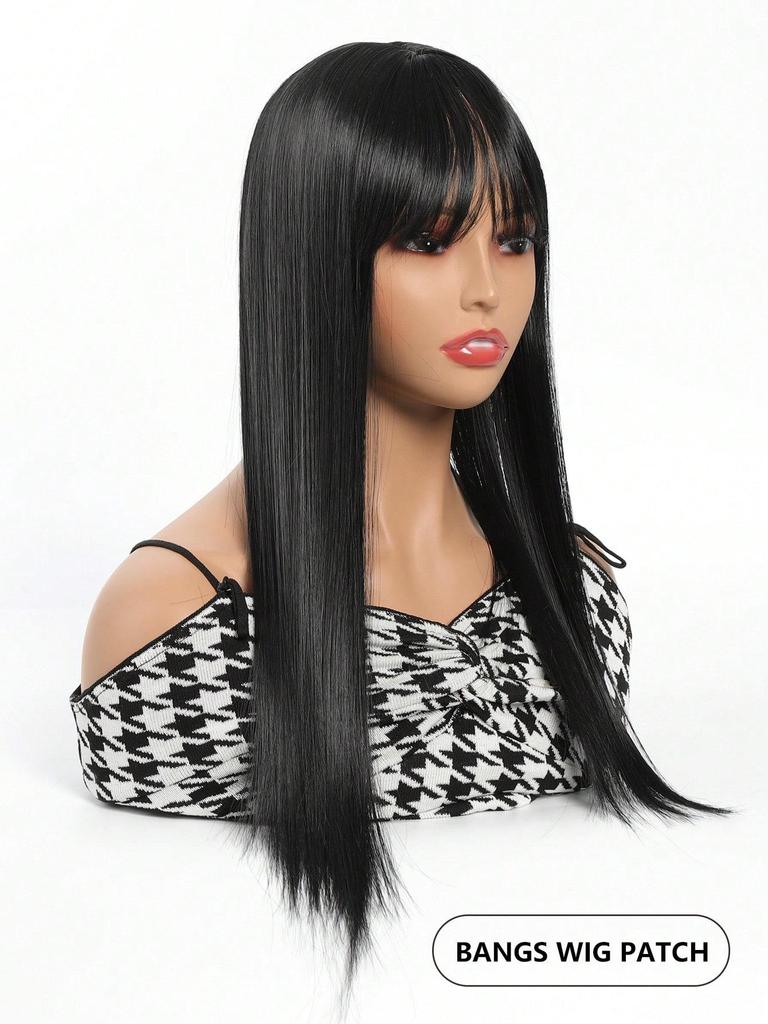 Синтетический длинный прямой верхний слой для волос с челкой, накладные волосы, натуральный сменный чехол, термостойкий для женщин, искусственный парик