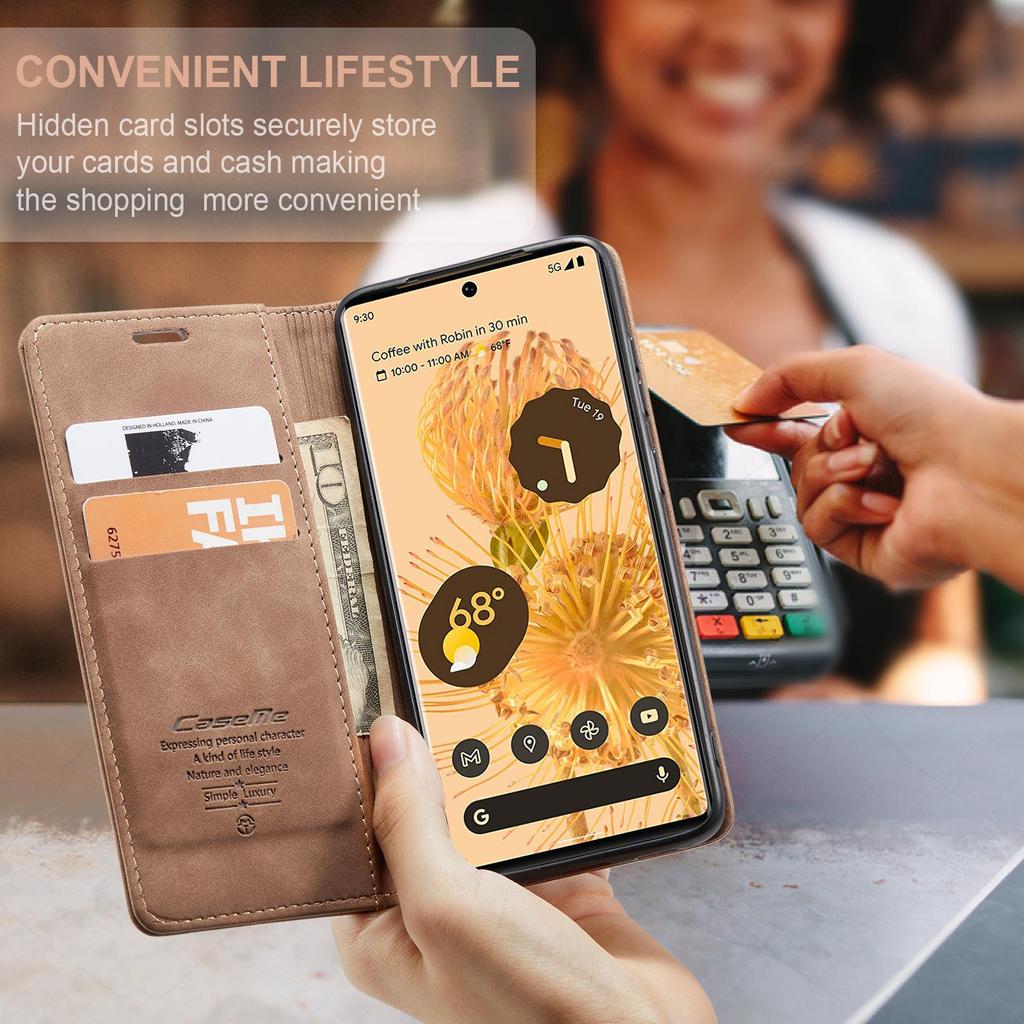 Кожаный чехол-книжка для Google Pixel 8 Pro/9: Противоударный, Слот для карт, Защитный чехол